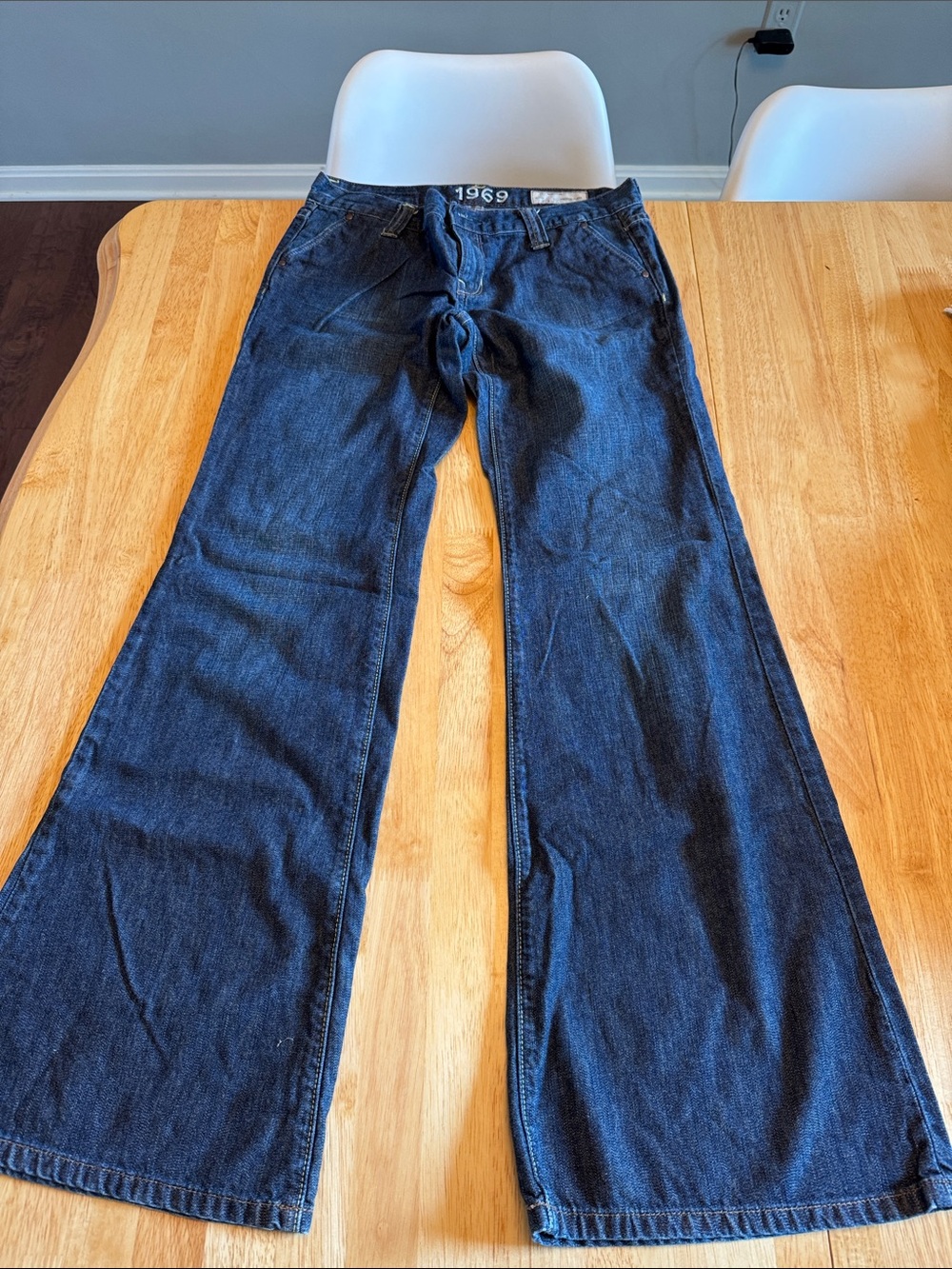 1969 High-Waist Dark Blue Wide Leg Jeans